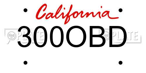 300OBD California License Plate