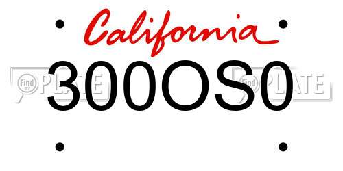300OS0 California License Plate