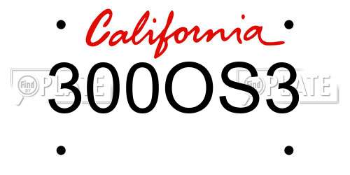 300OS3 California License Plate