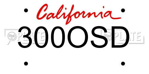 300OSD California License Plate