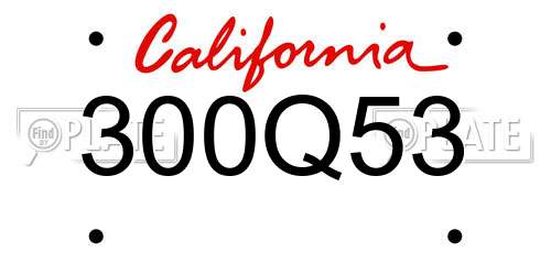 300Q53 California License Plate