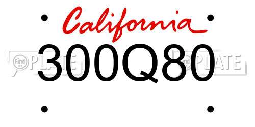 300Q80 California License Plate