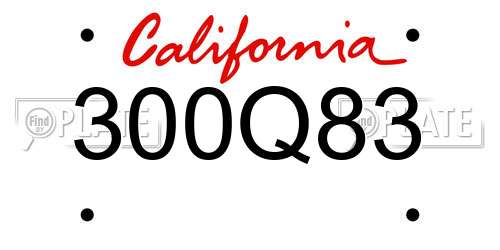 300Q83 California License Plate