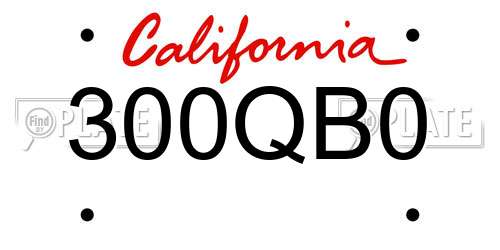 300QB0 California License Plate