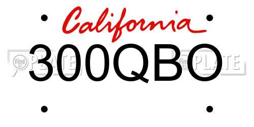 300QBO California License Plate