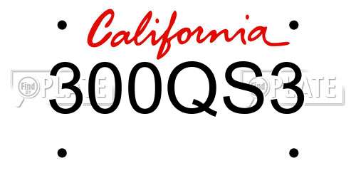 300QS3 California License Plate