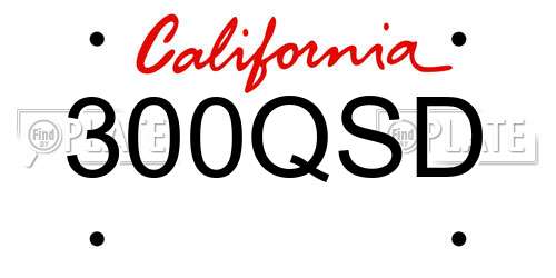 300QSD California License Plate