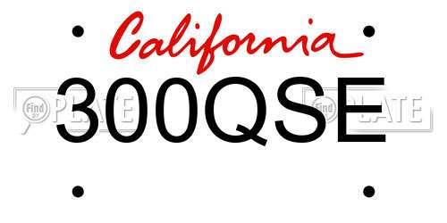 300QSE California License Plate