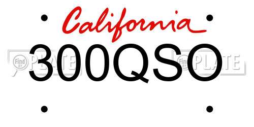300QSO California License Plate