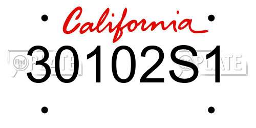 30102S1 California License Plate