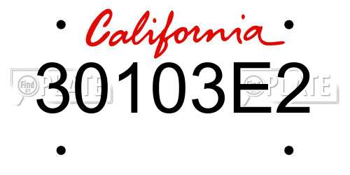 30103E2 California License Plate