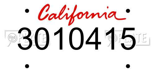 3010415 California License Plate
