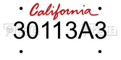 30113A3 California License Plate