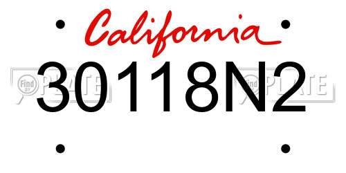 30118N2 California License Plate