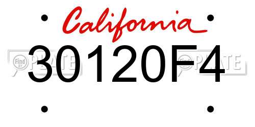 30120F4 California License Plate