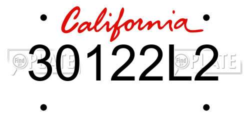 30122L2 California License Plate