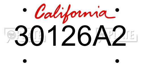 30126A2 California License Plate