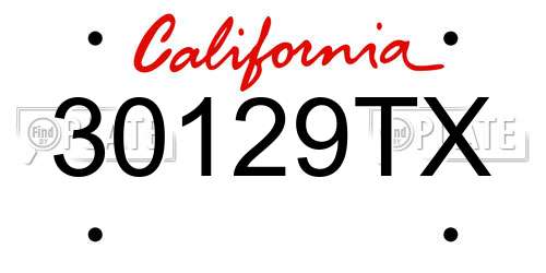 30129TX California License Plate