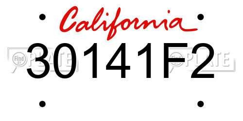 30141F2 California License Plate