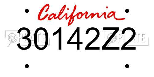 30142Z2 California License Plate