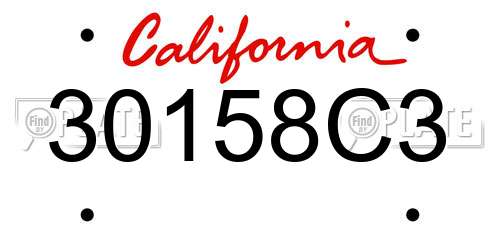 30158C3 California License Plate
