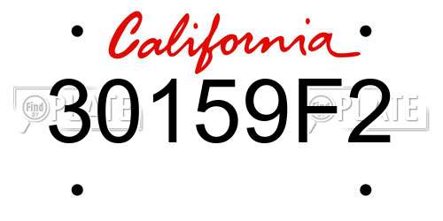 30159F2 California License Plate