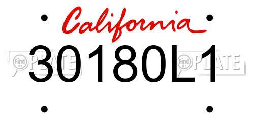 30180L1 California License Plate