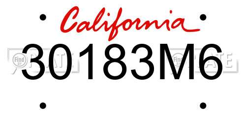 30183M6 California License Plate