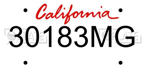 30183MG California License Plate