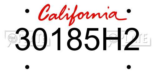 30185H2 California License Plate