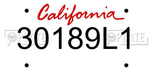 30189L1 California License Plate