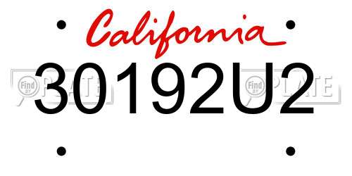 30192U2 California License Plate