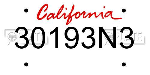 30193N3 California License Plate