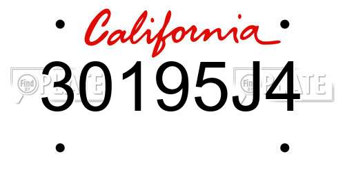 30195J4 California License Plate