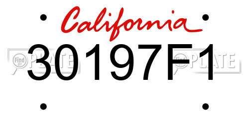 30197F1 California License Plate