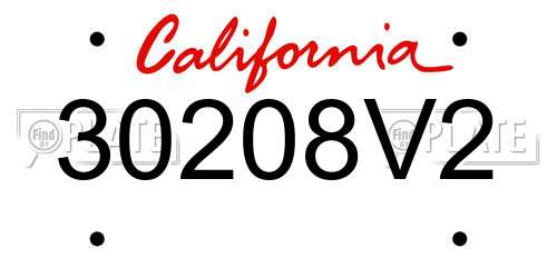 30208V2 California License Plate