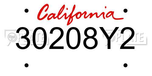 30208Y2 California License Plate