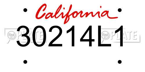 30214L1 California License Plate