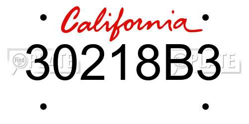 30218B3 California License Plate