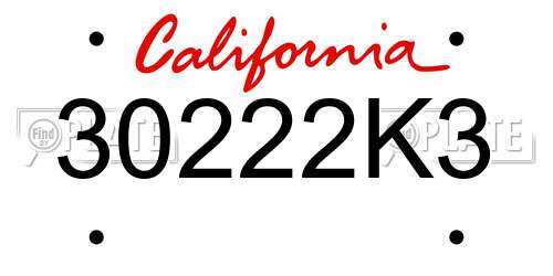 30222K3 California License Plate