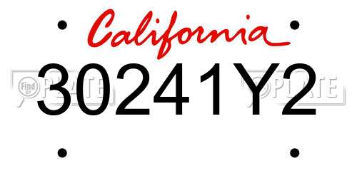 30241Y2 California License Plate