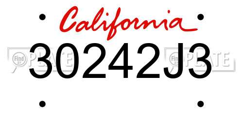 30242J3 California License Plate