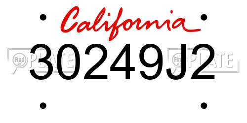 30249J2 California License Plate