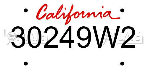 30249W2 California License Plate