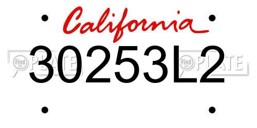 30253L2 California License Plate