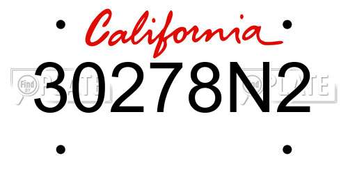 30278N2 California License Plate