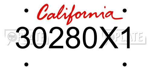 30280X1 California License Plate