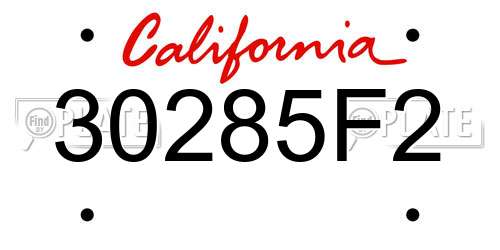 30285F2 California License Plate