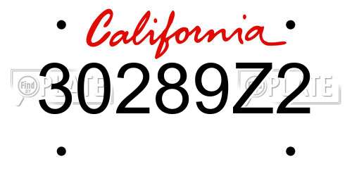 30289Z2 California License Plate
