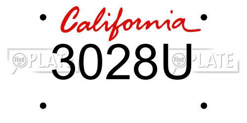 3028U California License Plate